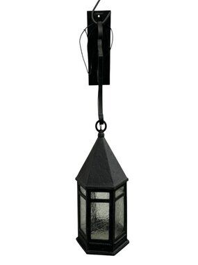 Vintage Gothic Style Iced Glass & Iron Pendant Lantern